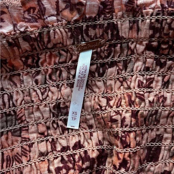 Free People Smock It To Me Apricot Combo Mini Dress XS - Picture 4 of 7